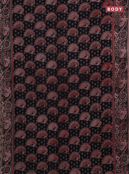 Black & Grey Kalamkari Cotton Saree