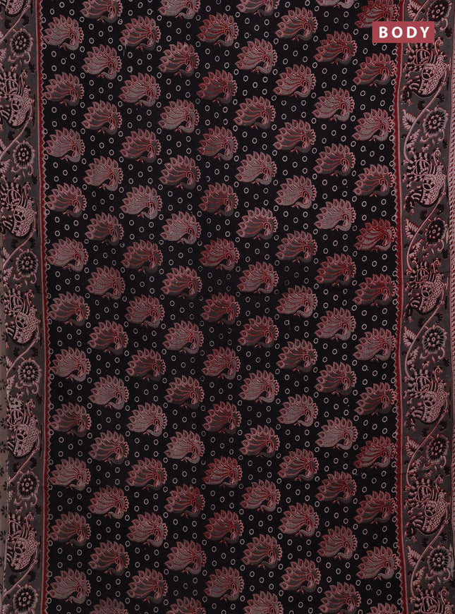 Black & Grey Kalamkari Cotton Saree