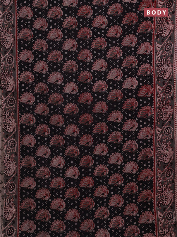 Black & Grey Kalamkari Cotton Saree