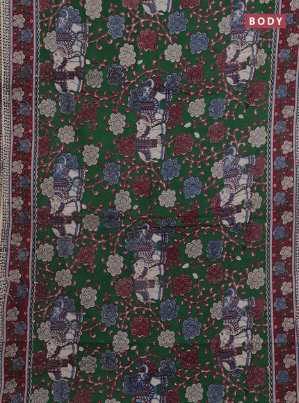 Green & Magenta Pink Kalamkari Cotton Saree
