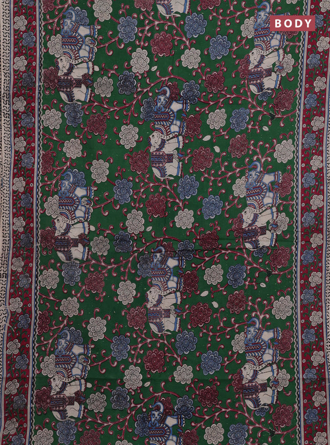 Green & Magenta Pink Kalamkari Cotton Saree