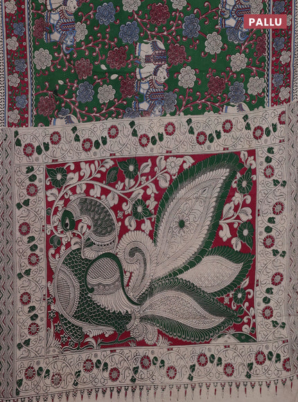 Green & Magenta Pink Kalamkari Cotton Saree
