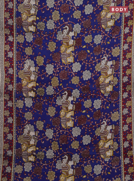 Blue & Magenta Pink Kalamkari Cotton Saree
