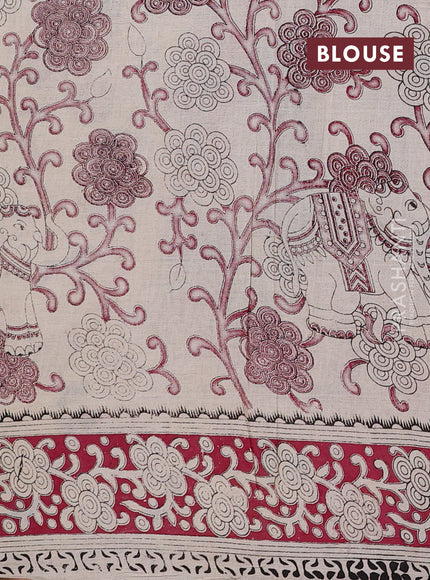 Blue & Magenta Pink Kalamkari Cotton Saree