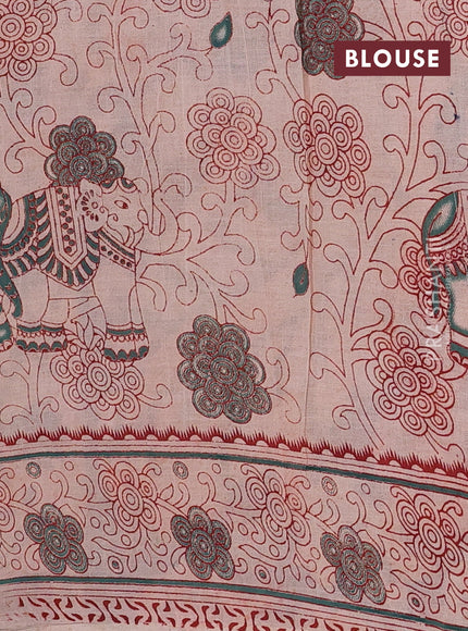 Mustard Yellow & Blue Kalamkari Cotton Saree