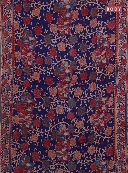 Blue & Beige Kalamkari Cotton Saree