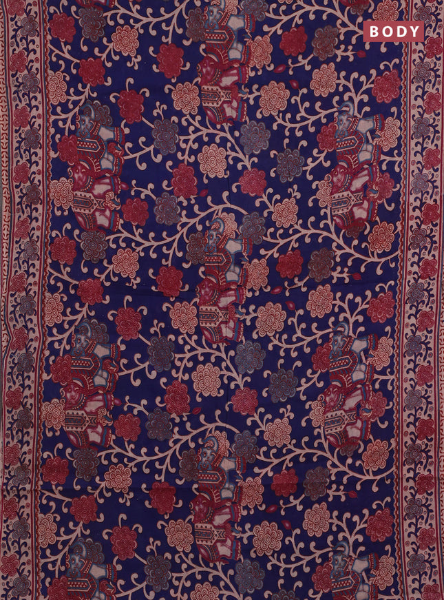 Blue & Beige Kalamkari Cotton Saree