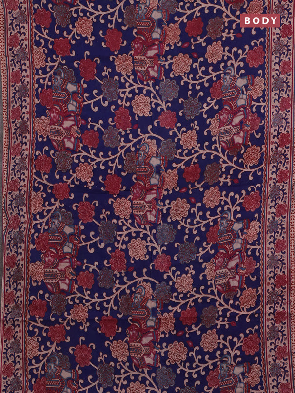 Blue & Beige Kalamkari Cotton Saree