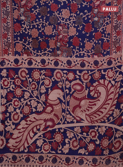 Blue & Beige Kalamkari Cotton Saree