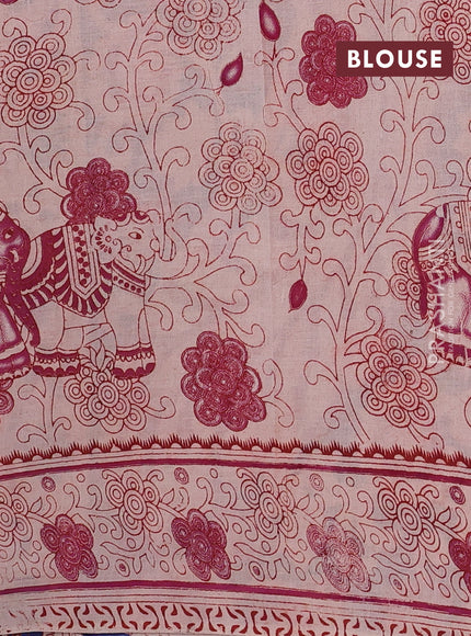 Blue & Beige Kalamkari Cotton Saree