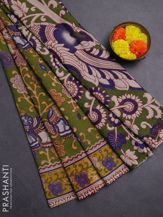 Mehendi Green & Yellow Kalamkari Cotton Saree
