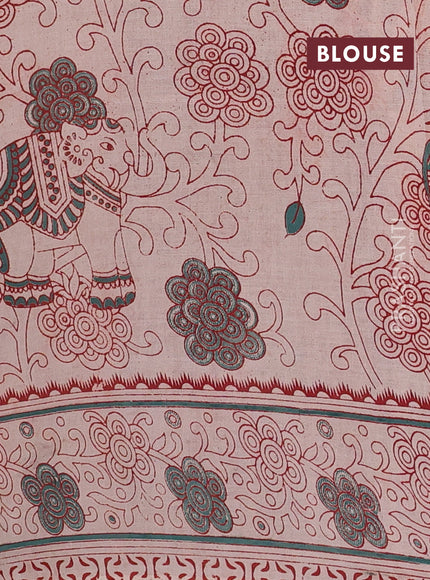 Beige & Blue Kalamkari Cotton Saree