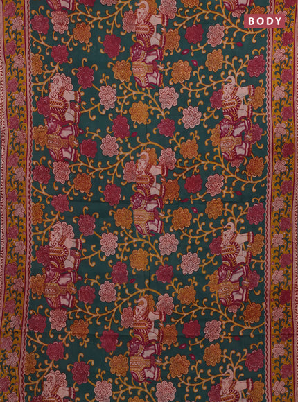 Green & Mustard Yellow Kalamkari Cotton Saree