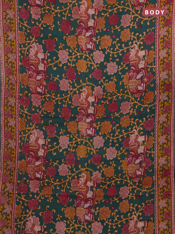 Green & Mustard Yellow Kalamkari Cotton Saree