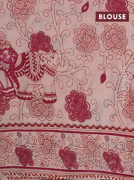 Green & Mustard Yellow Kalamkari Cotton Saree