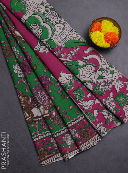 Green & Pink Kalamkari Cotton Saree
