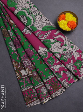 Green & Pink Kalamkari Cotton Saree