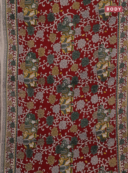 Maroon & Beige Kalamkari Cotton Saree