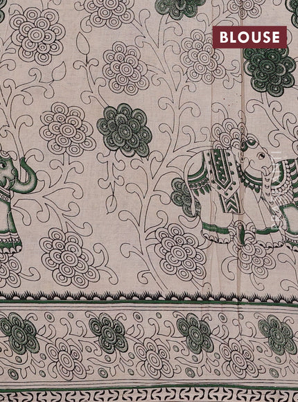 Maroon & Beige Kalamkari Cotton Saree