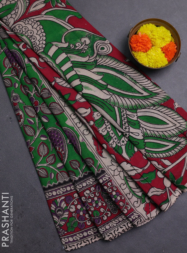 Green & Pink Kalamkari Cotton Saree