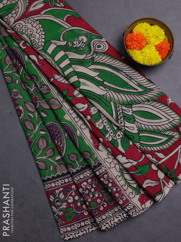 Green & Pink Kalamkari Cotton Saree