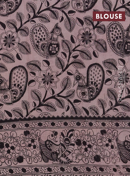 Beige & Magenta Pink Kalamkari Cotton Saree