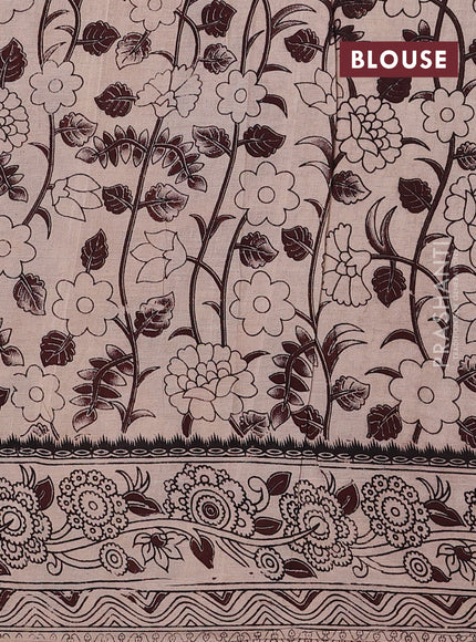 Beige & Mustard Yellow Kalamkari Cotton Saree
