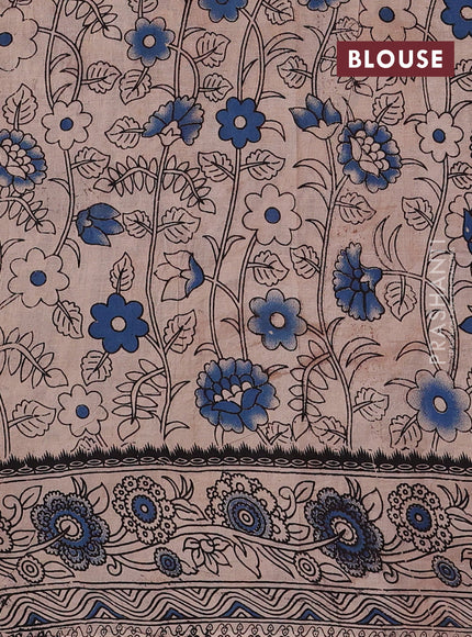 Coffee Brown & Mustard Yellow Kalamkari Cotton Saree