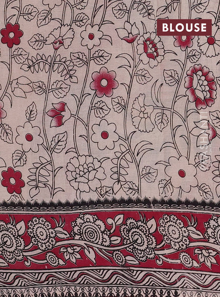Peacock Green & Maroon Kalamkari Cotton Saree