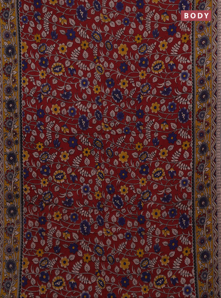 Red & Mustard Yellow Kalamkari Cotton Saree