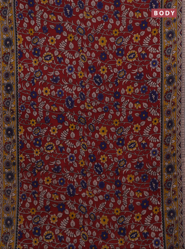 Red & Mustard Yellow Kalamkari Cotton Saree