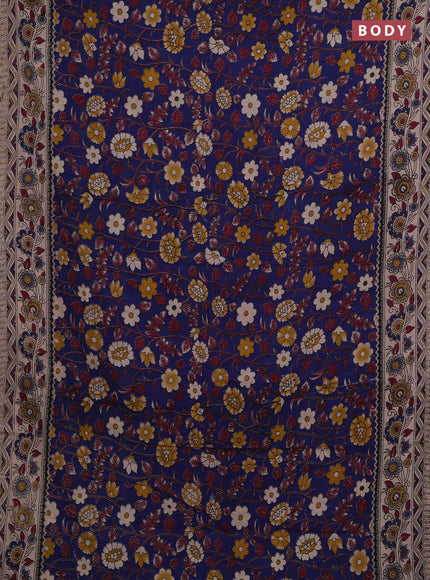 Blue & Beige Kalamkari Cotton Saree