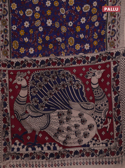Blue & Beige Kalamkari Cotton Saree