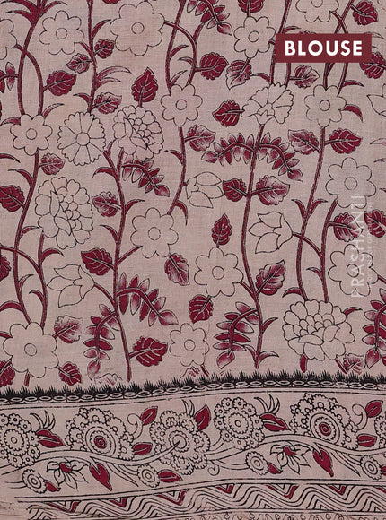 Blue & Beige Kalamkari Cotton Saree