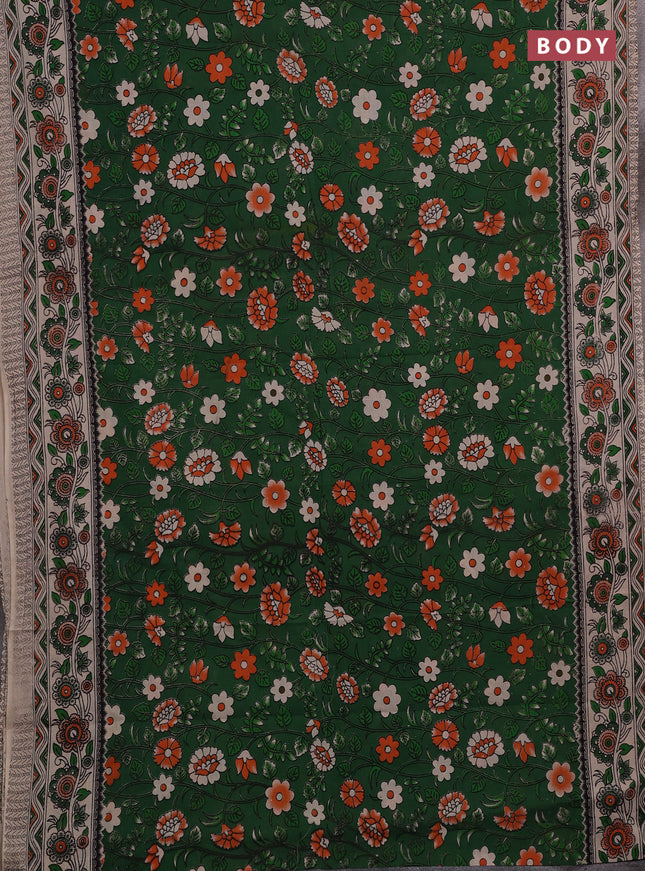 Green & Beige Kalamkari Cotton Saree