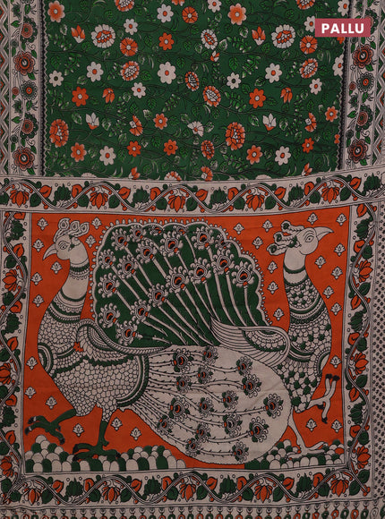 Green & Beige Kalamkari Cotton Saree