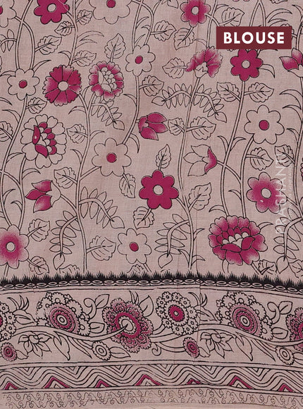 Coffee Brown & Mustard Yellow Kalamkari Cotton Saree