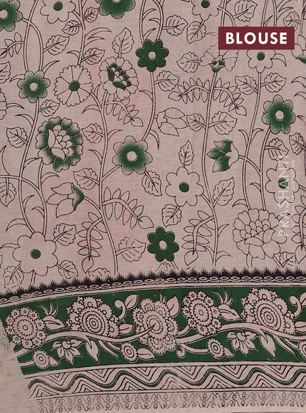 Mustard Yellow & Green Kalamkari Cotton Saree