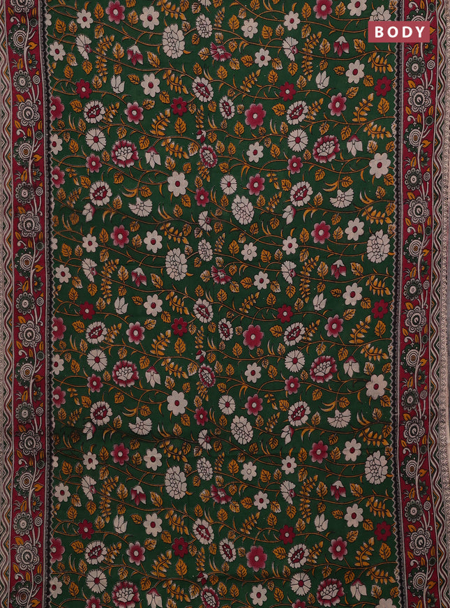 Green & Maroon Kalamkari Cotton Saree