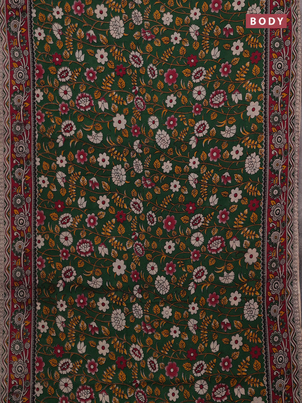 Green & Maroon Kalamkari Cotton Saree