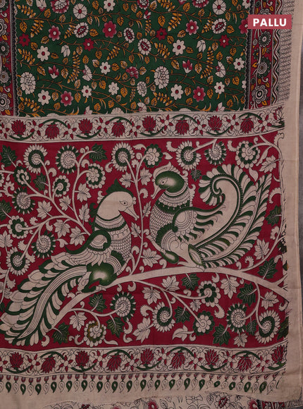 Green & Maroon Kalamkari Cotton Saree