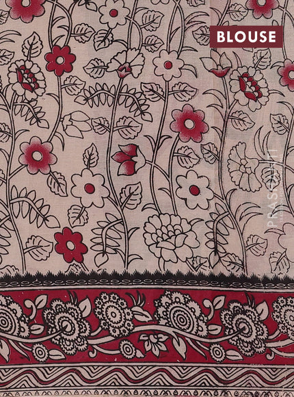 Green & Maroon Kalamkari Cotton Saree