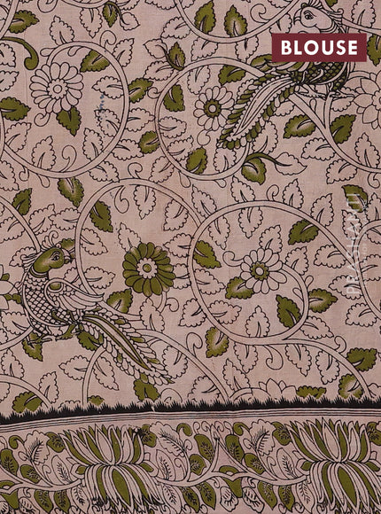 Mustard Yellow & Magenta Pink Kalamkari Cotton Saree
