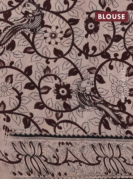Coffee Brown & Magenta Pink Kalamkari Cotton Saree