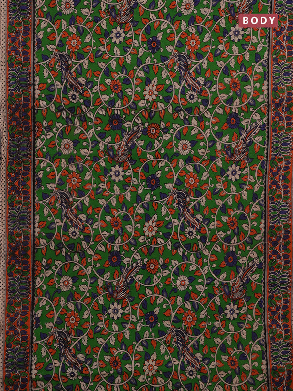 Green & Orange Kalamkari Cotton Saree