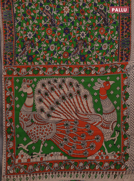 Green & Orange Kalamkari Cotton Saree