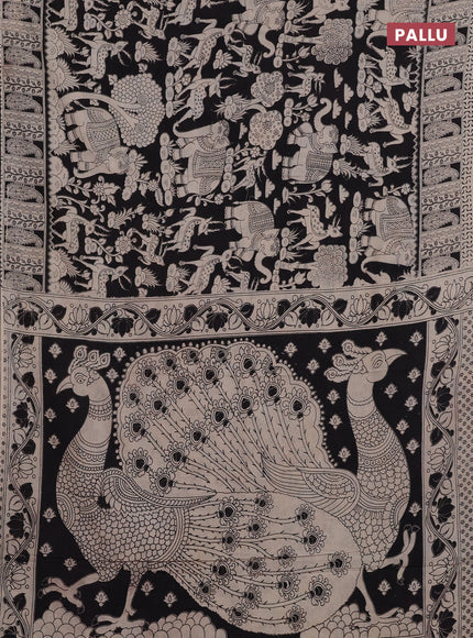Beige & Black Kalamkari Cotton Saree