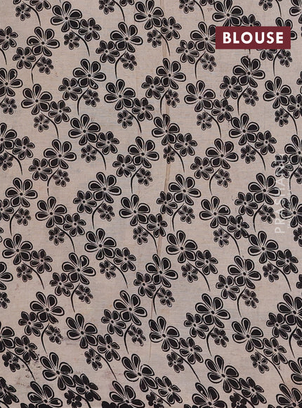 Beige & Black Kalamkari Cotton Saree