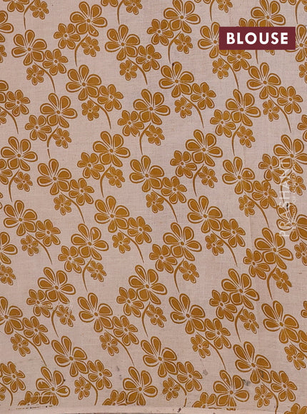 Beige & Mustard Yellow Kalamkari Cotton Saree