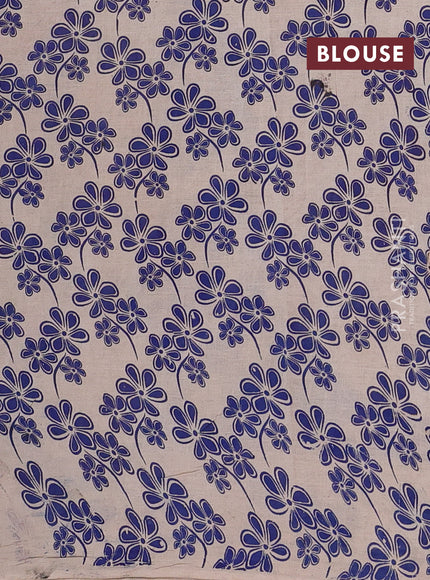 Beige & Blue Kalamkari Cotton Saree